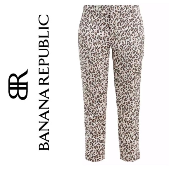 NWT Banana Republic Leopard Print Pants Animal Print Career Slacks Metallic Bold - Picture 4 of 11